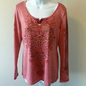 Dress Barn Coral Color Long Sleeve Top